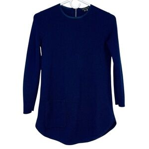 Theory Dark Blue Wool Zip Back Tunic Sweater